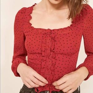 Reformation Red Italia Ruffle Blouse ❤️